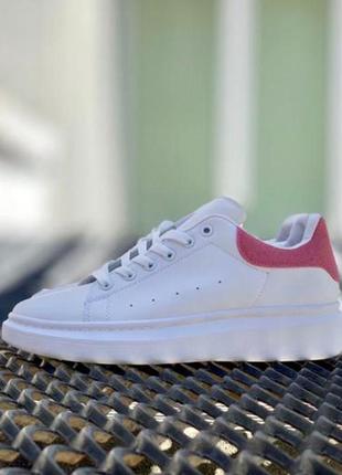 Кроссовки alexander mcqueen oversized sneakers white pink2 фото