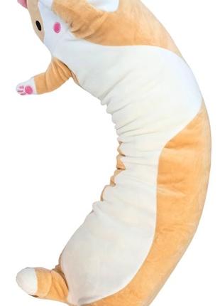 Кот батон мягкая игрушка антистресс подушка 70 см плюшевый котик обнимашка бежевый