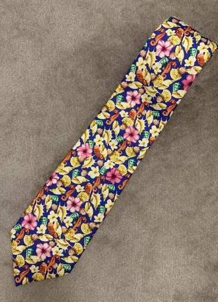 Шелковый галстук англия london с принтом ракушки морской конёк тропики5 фото