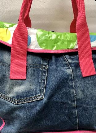 Стильная дизайнерская  джинсовая сумка шопер7 фото