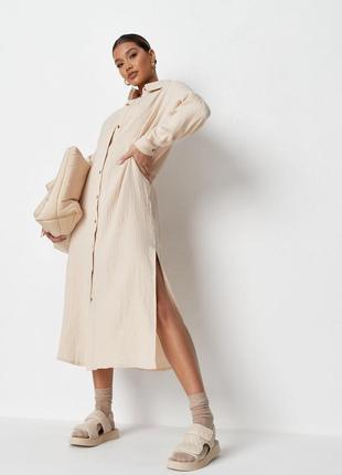 Платье рубашка с разрезами из тонкого хлопка missguided