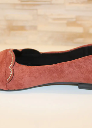 Балетки женские замшевые пудровые т1657