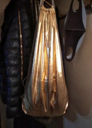 Золотая торба мешок рюкзак из трикотажного материала золотого цвета 41см на 32см3 фото