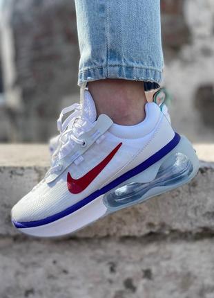 Женские кроссовки nike air max 2021 white light red кроссовки женкие найк аир макс белые с краской3 фото