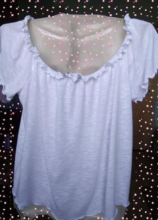 Романтическая свободная укороченная белая футболка primark/блуза с рюшами /xl4 фото