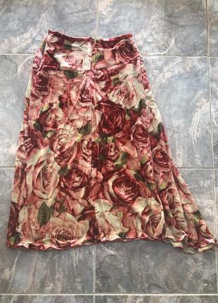 Дизайнерская бархатная юбка с цветами, нарядная юбка5 фото