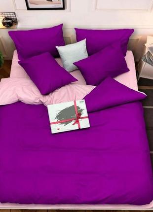 Євро однотонний комплект постільної білизни рожевий бузковий фіолетовий бязь голд люкс віталіна