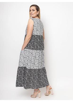 Штапельна літня сукня а-силуету чорно-білого кольору, великих розмірів від 50 до 584 фото