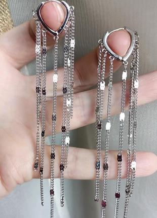 Серьги покриття s925 срібло сережки довгі