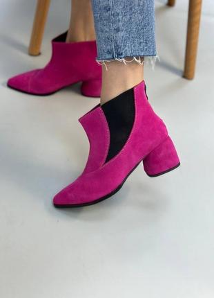 Замшеві ботильйони черевики на підборах з натуральної замші замшевые ботильоны ботинки на каблуке натуральная замша