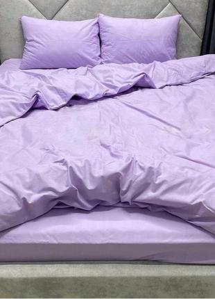 Сімейний однотонний комплект постільної білизни лавандовий бузковий ліловий бязь голд люкс віталіна