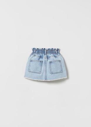 Юбка джинсовая zara новая коллекция 92,110 см для девочек светло-синяя6 фото