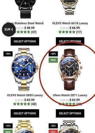 Olevs watch 2871 luxury, новый в фирменной упаковке3 фото