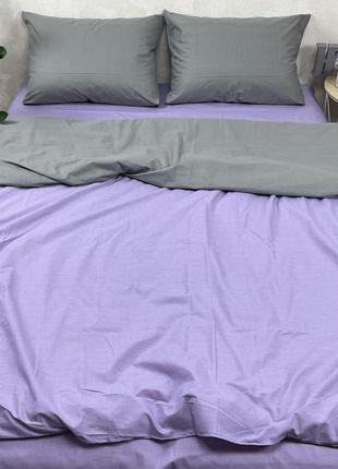 Полуторный однотонный комплект постельного белья " серый, лавандовый, сиреневый ", бязь голд  люкс "виталина"1 фото