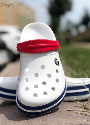 Жіночі крокси сабо crocs crocband колір white/blue1 фото