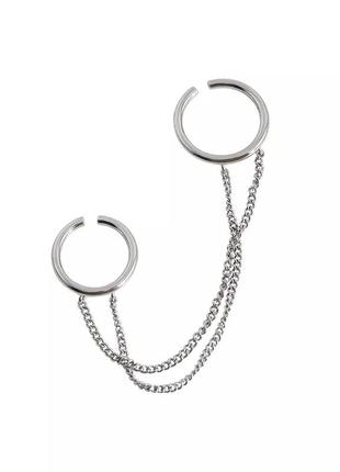 Кольцо кольца с цепочками серебристые стильные модные новые4 фото
