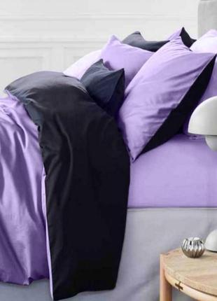 Полуторний однотонний комплект постільної білизни "лавандовий, чорний, бузковий", бязь голд люкс "віталіна"