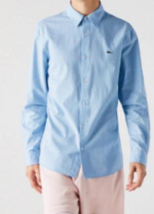 Классическая рубашка lacoste с длинным рукавом голубого цвета