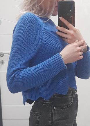 Синий укороченный свитер2 фото
