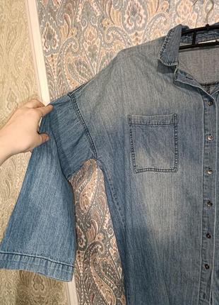 Стильная джинсовая рубашка большого размера4 фото