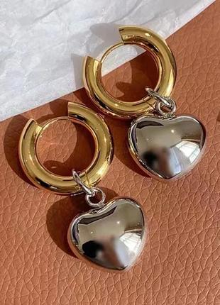 Серьги серьги шарики кольца сердечка золотистые серебристые стильные модные новые4 фото