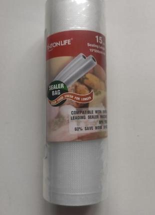 Пакеты tinton для вакуумного упаковщика вакууматора (рулон 15*500 см) рулон вакуумная пленка пищевых продуктов