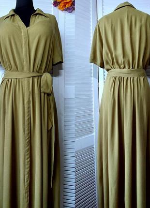 Платье горчичного цвета горчино - зеленое   миди длинное h&m4 фото