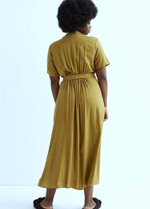 Платье горчичного цвета горчино - зеленое   миди длинное h&m9 фото