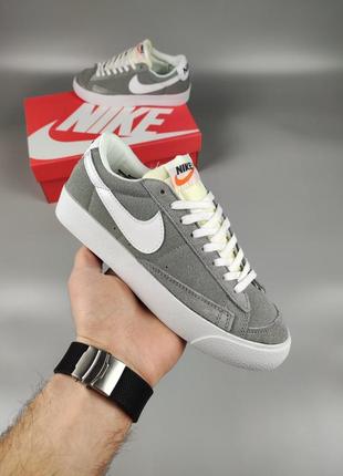 Nike blazer low suede gray1 фото