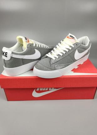 Nike blazer low suede gray3 фото