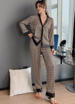 Женска пижама костюм фемме diaonana размер s-m 44 бежевый1 фото