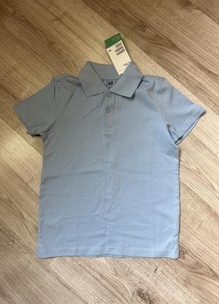 Нова футболка поло теніска h&m 5-6 р 110-116 см блакитна з бірками1 фото