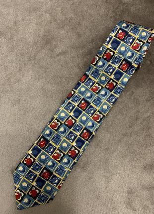 Шелковый галстук англия london геометрический голубой принт3 фото