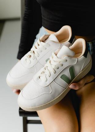 🔥 кроссовки классические белые с зеленым лого 🤍💚5 фото