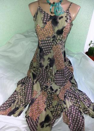 Легкое ассиметричное натуральное платье-сарафан,44-48разм..5 фото