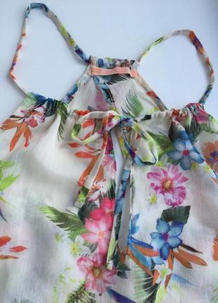 Яркая блуза bershka xs/s блузка шифоновая цветочный принт3 фото