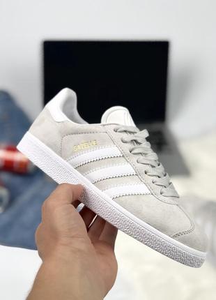 Шикарные женские кеды adidas в сером цвете из замши (весна-лето-осень)😍9 фото