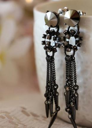 Длинные серьги гвоздики с кристаллами сваровски pilgrim дания элитная ювелирная бижутерия5 фото