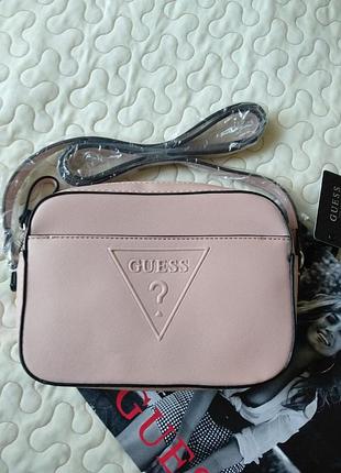 Кроссбоди сумка гесс guess  пудровая оригинал