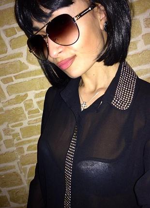 Ефектна чорна шифонова блуза