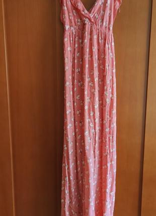 Сарафан платье длинное макси в пол розовый в цветочек5 фото