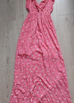 Плаття сарафан довгий в пол максі рожевий в квіточку