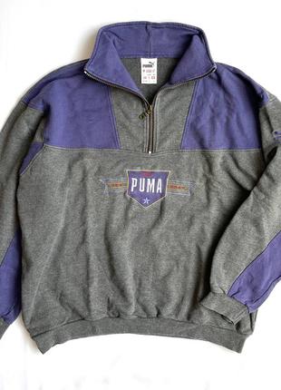 Вінтажна кофта 80-х puma vintage sweatshirt 1/4 zip