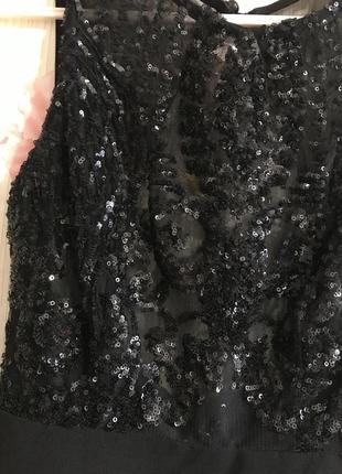 Черное короткое платье с блестками2 фото