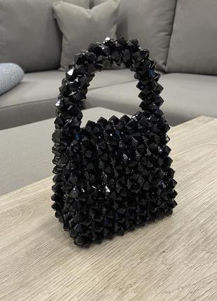 Черная сумка из бусин3 фото