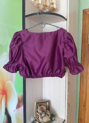 Винтажная атласная блуза кроп топ2 фото