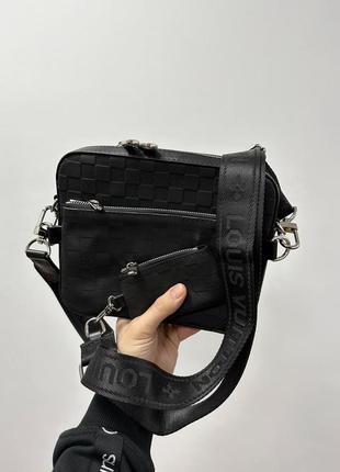 Сумка мужская в стиле louis vuitton trio messenger black chess