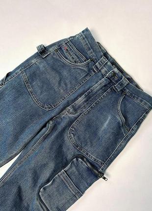 Винтажные синие джинсы карго y2k3 фото