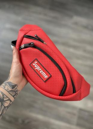 Бананка красная перфорированный кожзам supreme