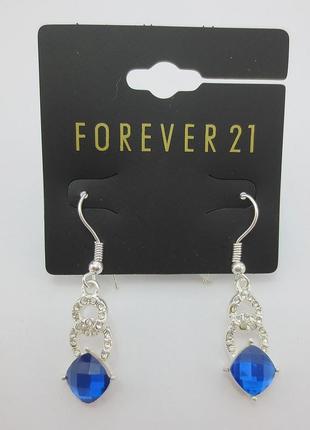 Серьги forever21 cо стразами и голубым камнем, очень красивые и нежные